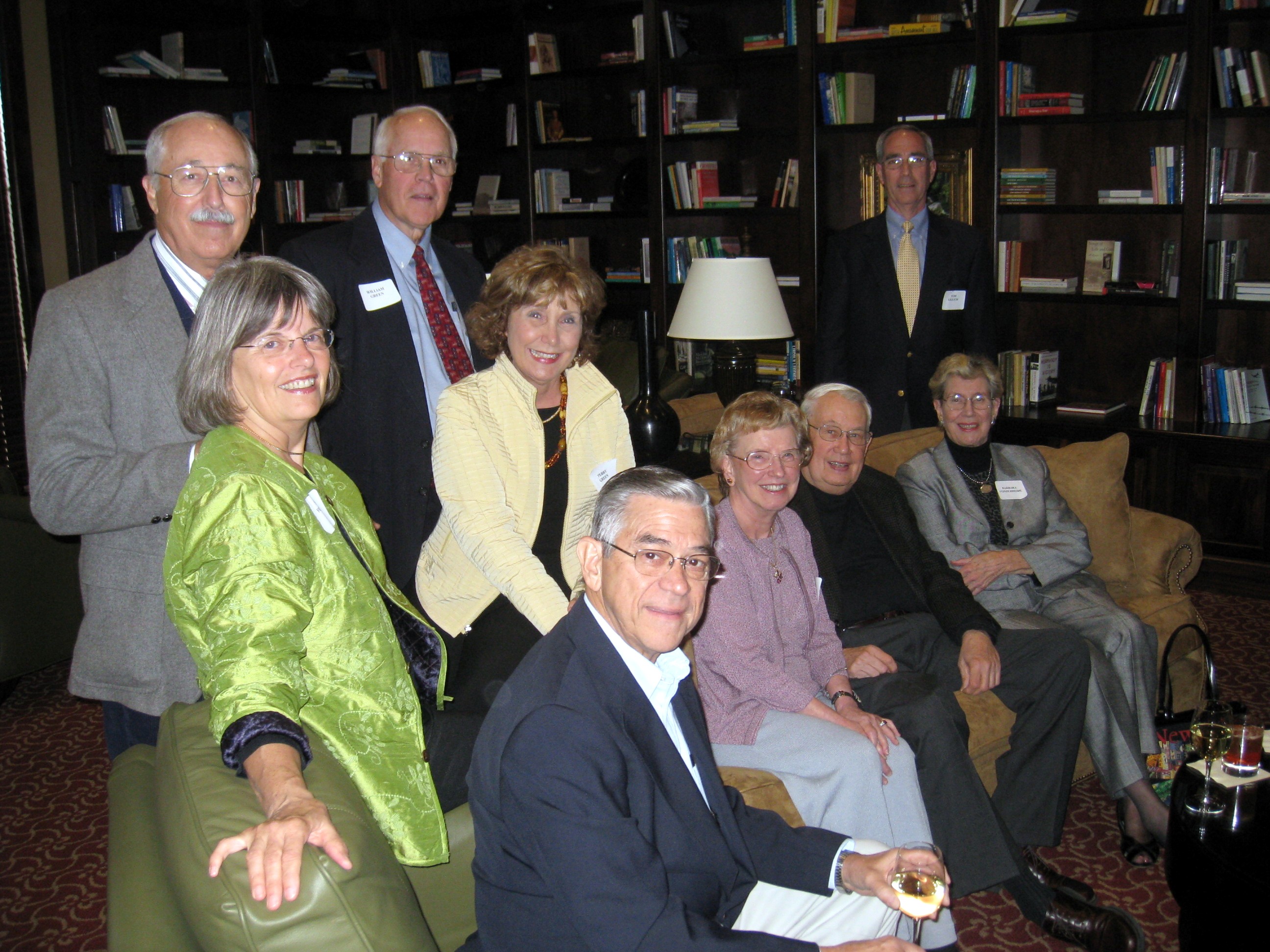 Abe and Sue Fosson, James Drummond, Bill and Terry Green, Jackie Noonan, Bernie and Barbara Vonderheide, and Tom Lillich